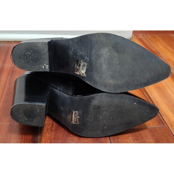 ALDO Nurodeo Black Leather Cowboy Boots Women’s  11 Western Block Heel Pointed - Picture 15 of 16